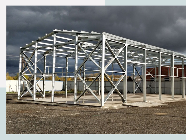 Двускатные ангары в Междуреченск от 606 руб. за квадрат